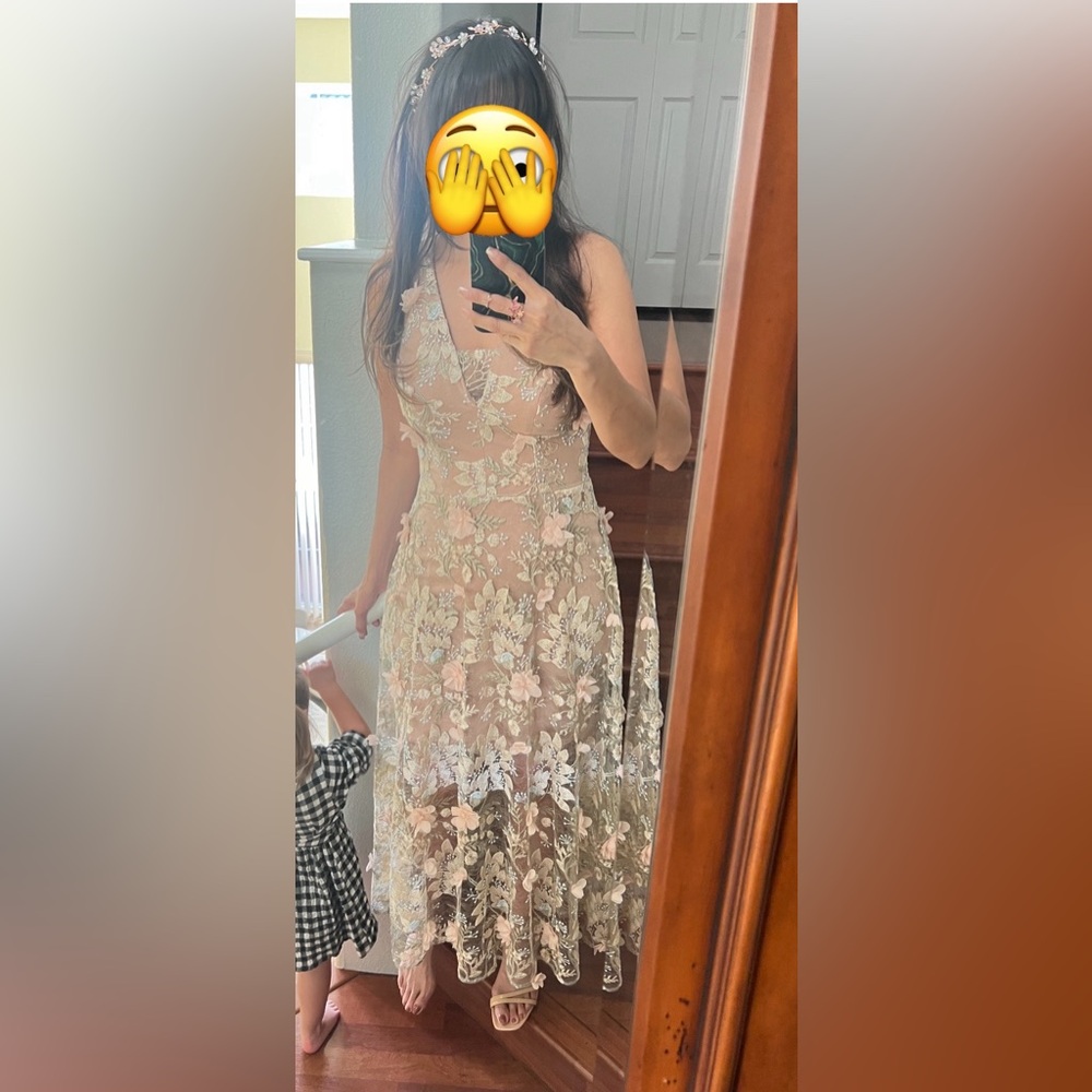 🪷🤍DRESS THE POPULATION SIDNEY A-LINE ANKLE GOWN🤍🪷 - Picture 13 of 14